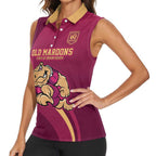 Custom QLD Maroons Cane Toad Women Sleeveless Polo Shirt Queensland Origin No2
