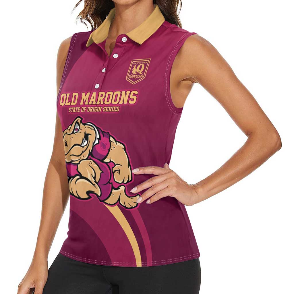 Custom QLD Maroons Cane Toad Women Sleeveless Polo Shirt Queensland Origin No2