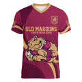 Custom QLD Maroons Cane Toad Women V-Neck T-Shirt Queensland Origin No2