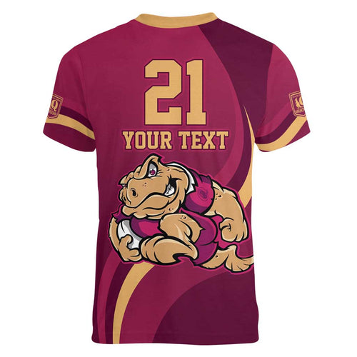 Custom QLD Maroons Cane Toad Women V-Neck T-Shirt Queensland Origin No2