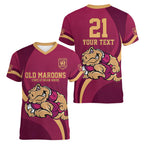 Custom QLD Maroons Cane Toad Women V-Neck T-Shirt Queensland Origin No2