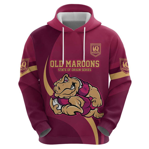 Custom QLD Maroons Cane Toad Zip Hoodie Queensland Origin No2