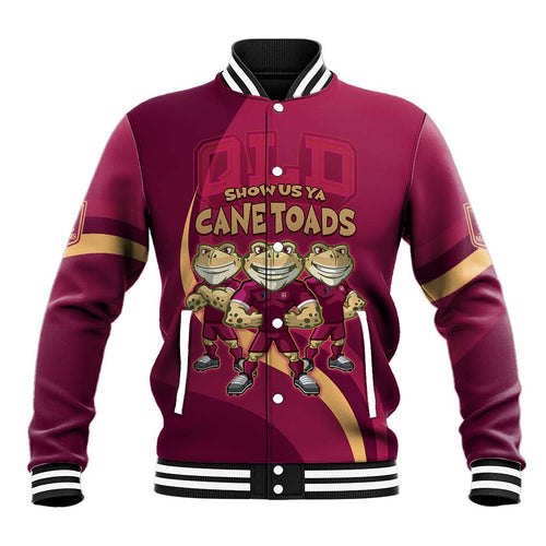 Custom QLD Maroons Cane Toad Baseball Jacket Queensland Origin No3