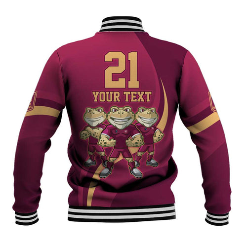 Custom QLD Maroons Cane Toad Baseball Jacket Queensland Origin No3