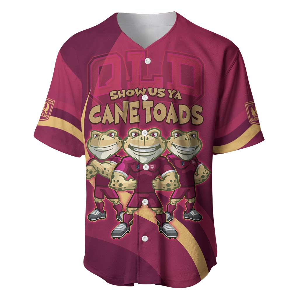 Custom QLD Maroons Cane Toad Baseball Jersey Queensland Origin No3