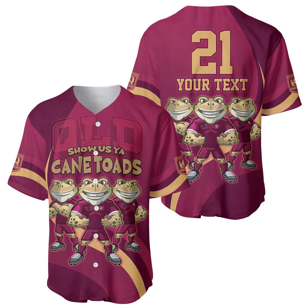 Custom QLD Maroons Cane Toad Baseball Jersey Queensland Origin No3