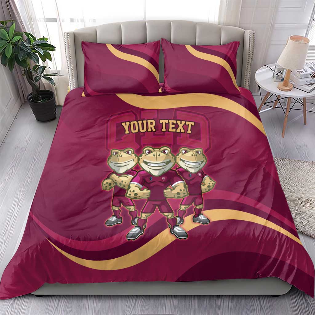 Custom QLD Maroons Cane Toad Bedding Set Queensland Origin No3