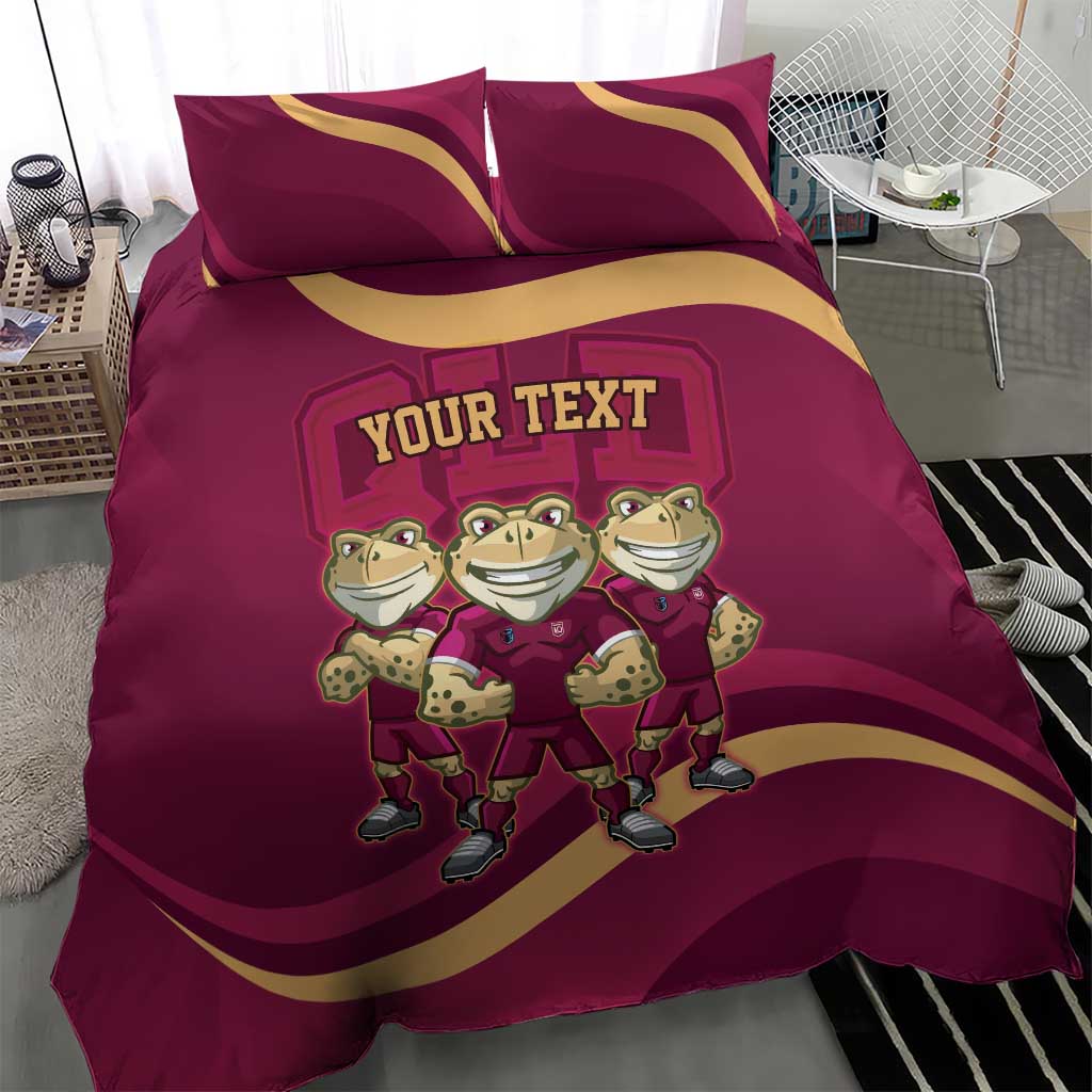Custom QLD Maroons Cane Toad Bedding Set Queensland Origin No3