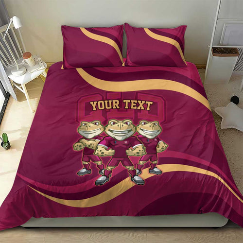 Custom QLD Maroons Cane Toad Bedding Set Queensland Origin No3