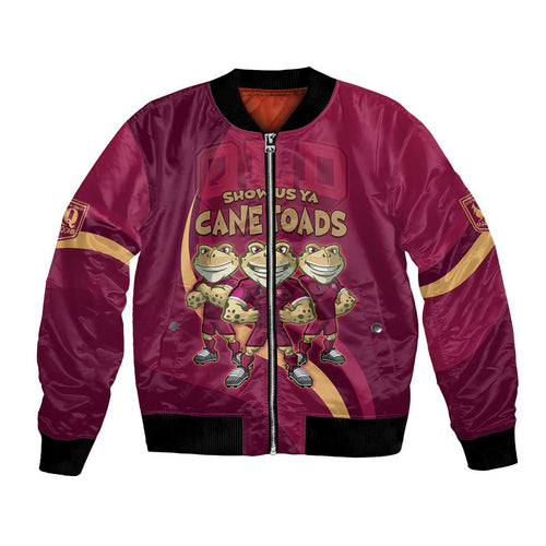 Custom QLD Maroons Cane Toad Bomber Jacket Queensland Origin No3