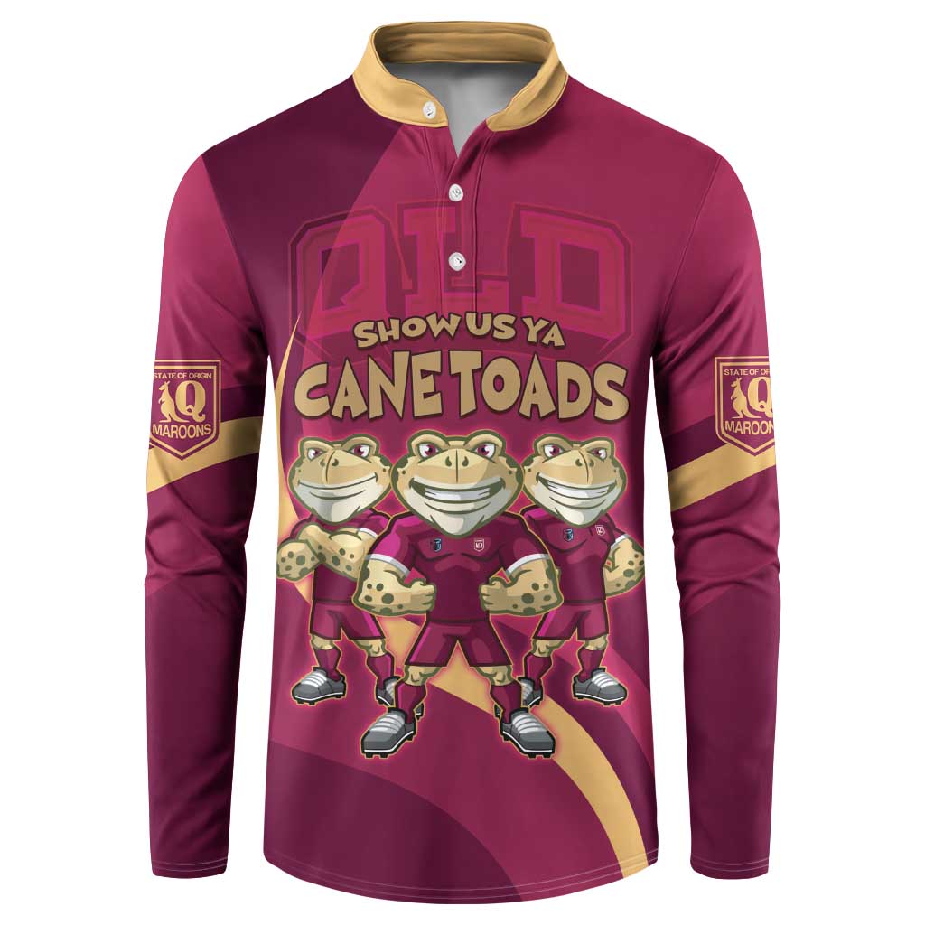 Custom QLD Maroons Cane Toad Button Sweatshirt Queensland Origin No3