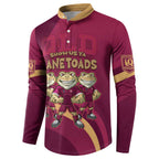 Custom QLD Maroons Cane Toad Button Sweatshirt Queensland Origin No3