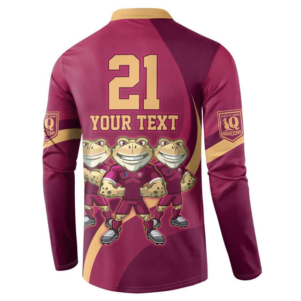 Custom QLD Maroons Cane Toad Button Sweatshirt Queensland Origin No3