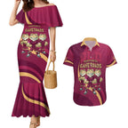 Custom QLD Maroons Cane Toad Couples Matching Mermaid Dress and Hawaiian Shirt Queensland Origin No3