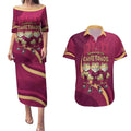Custom QLD Maroons Cane Toad Couples Matching Puletasi and Hawaiian Shirt Queensland Origin No3