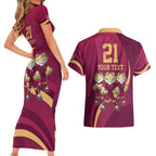 Custom QLD Maroons Cane Toad Couples Matching Short Sleeve Bodycon Dress and Hawaiian Shirt Queensland Origin No3