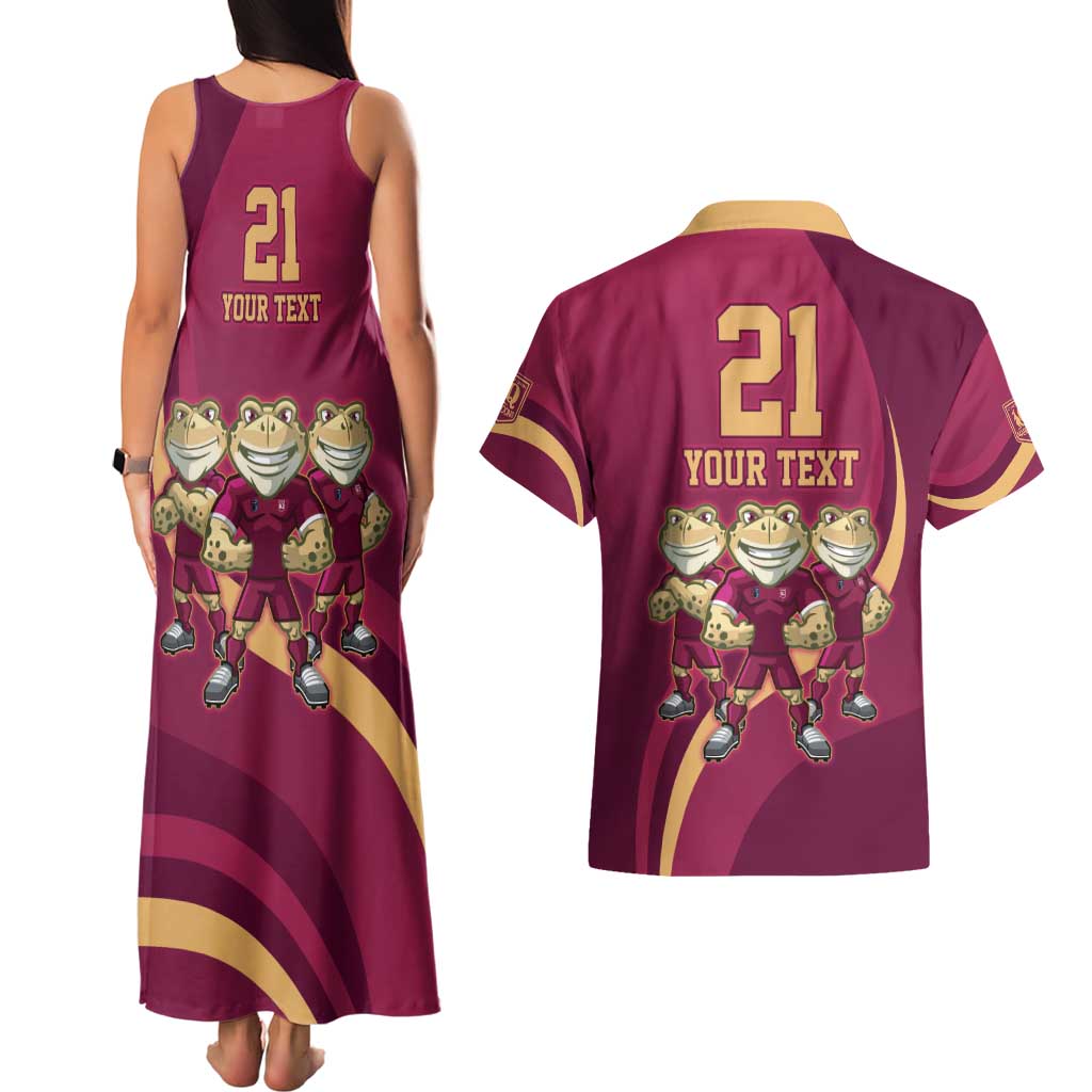 Custom QLD Maroons Cane Toad Couples Matching Tank Maxi Dress and Hawaiian Shirt Queensland Origin No3