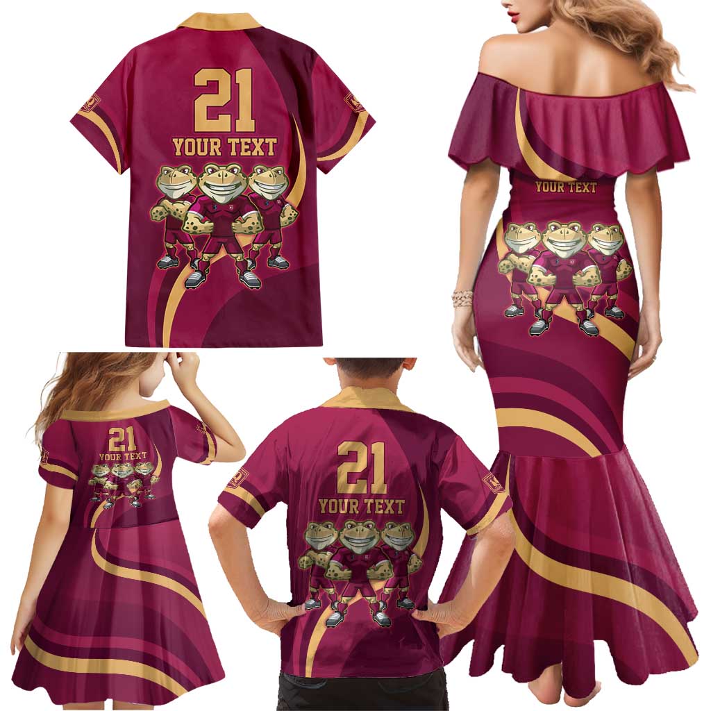 Custom QLD Maroons Cane Toad Family Matching Mermaid Dress and Hawaiian Shirt Queensland Origin No3