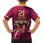 Custom QLD Maroons Cane Toad Family Matching Off The Shoulder Long Sleeve Dress and Hawaiian Shirt Queensland Origin No3