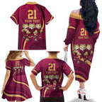 Custom QLD Maroons Cane Toad Family Matching Off The Shoulder Long Sleeve Dress and Hawaiian Shirt Queensland Origin No3