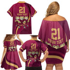 Custom QLD Maroons Cane Toad Family Matching Off Shoulder Short Dress and Hawaiian Shirt Queensland Origin No3