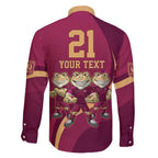 Custom QLD Maroons Cane Toad Family Matching Off Shoulder Short Dress and Hawaiian Shirt Queensland Origin No3