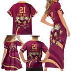 Custom QLD Maroons Cane Toad Family Matching Short Sleeve Bodycon Dress and Hawaiian Shirt Queensland Origin No3