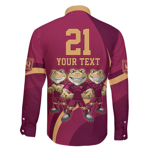 Custom QLD Maroons Cane Toad Family Matching Short Sleeve Bodycon Dress and Hawaiian Shirt Queensland Origin No3