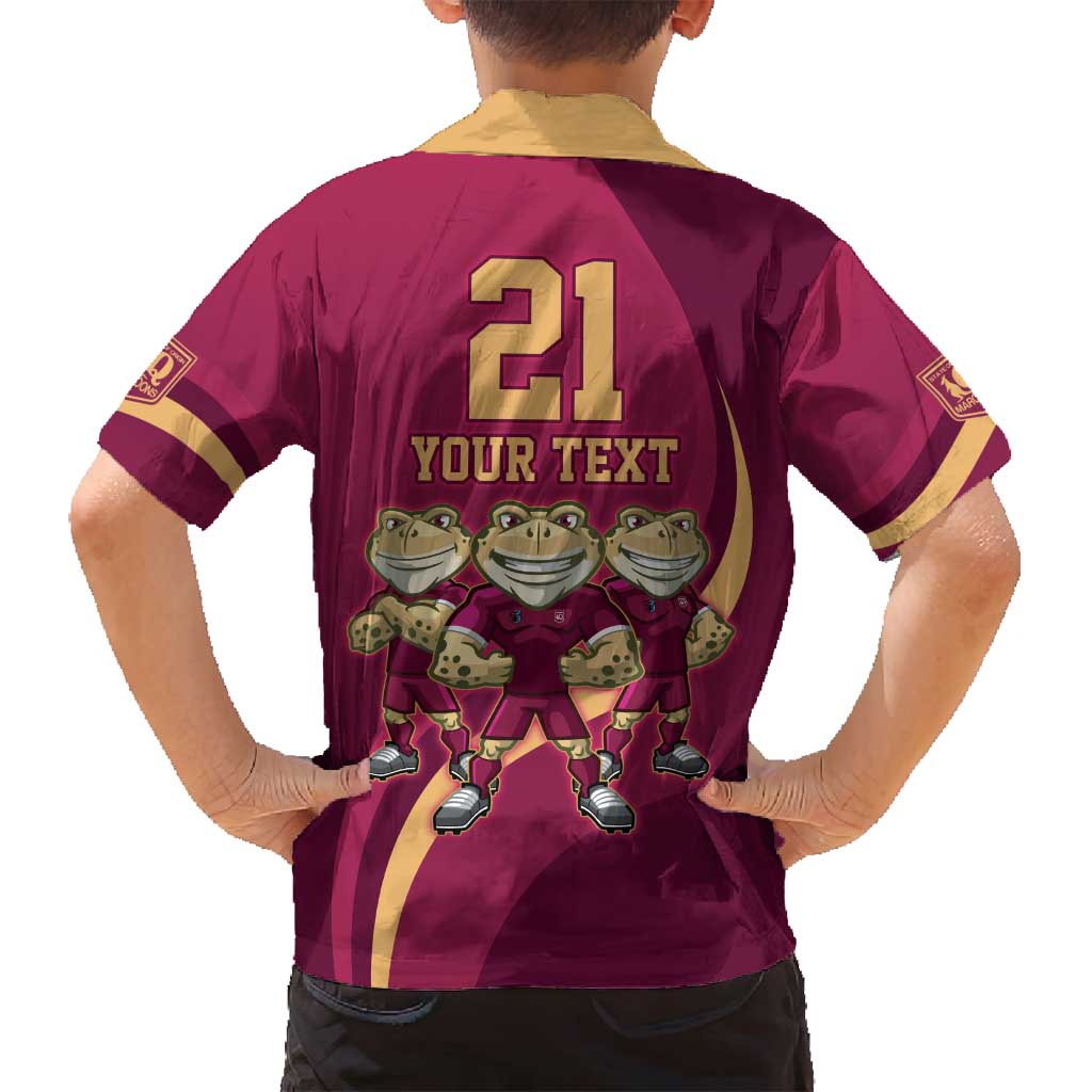 Custom QLD Maroons Cane Toad Family Matching Summer Maxi Dress and Hawaiian Shirt Queensland Origin No3