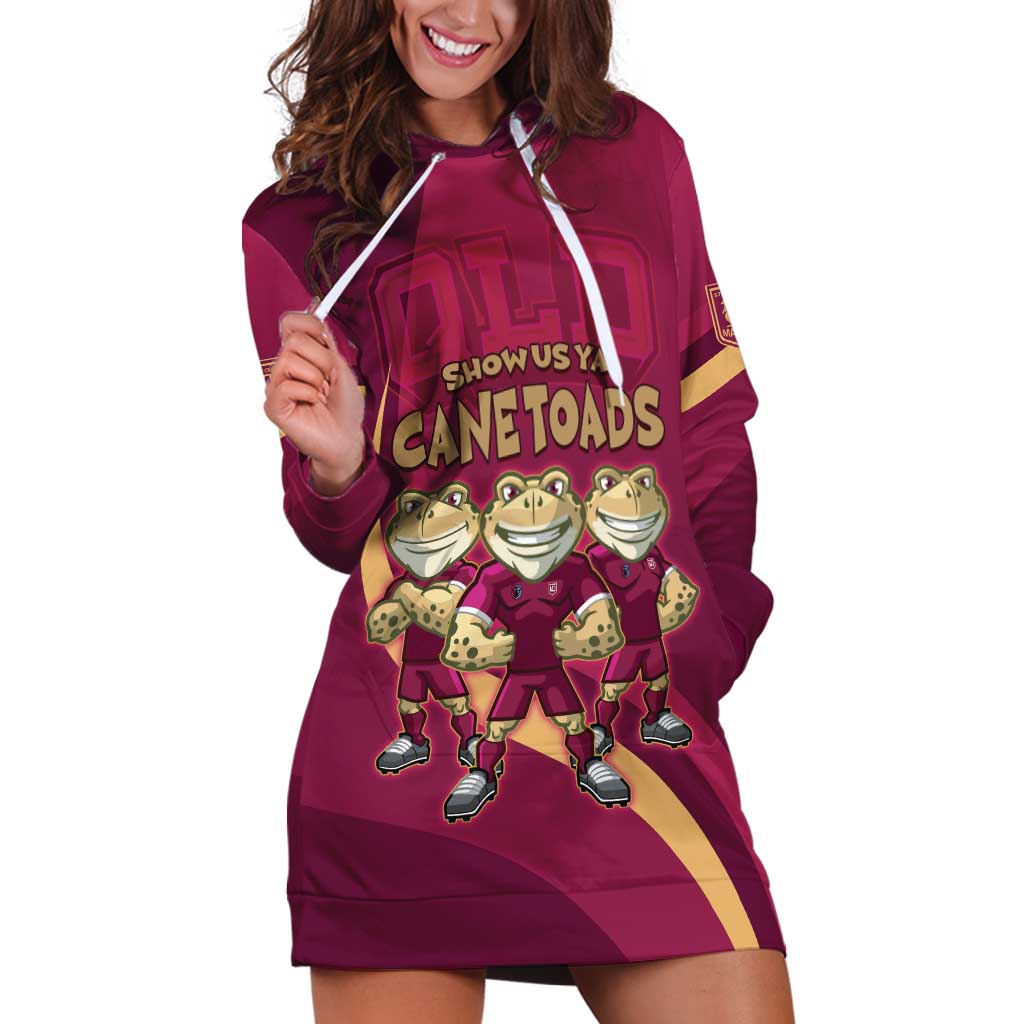 Custom QLD Maroons Cane Toad Hoodie Dress Queensland Origin No3