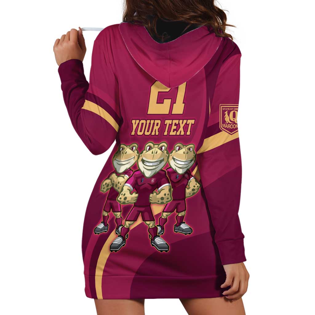 Custom QLD Maroons Cane Toad Hoodie Dress Queensland Origin No3