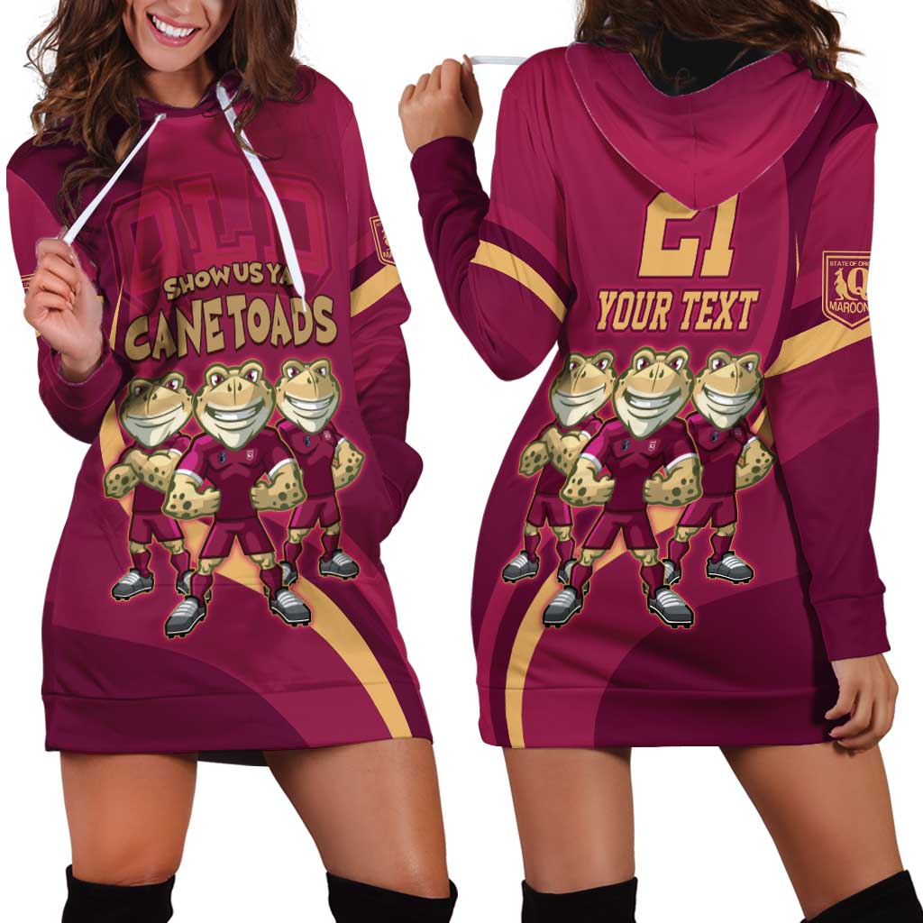 Custom QLD Maroons Cane Toad Hoodie Dress Queensland Origin No3