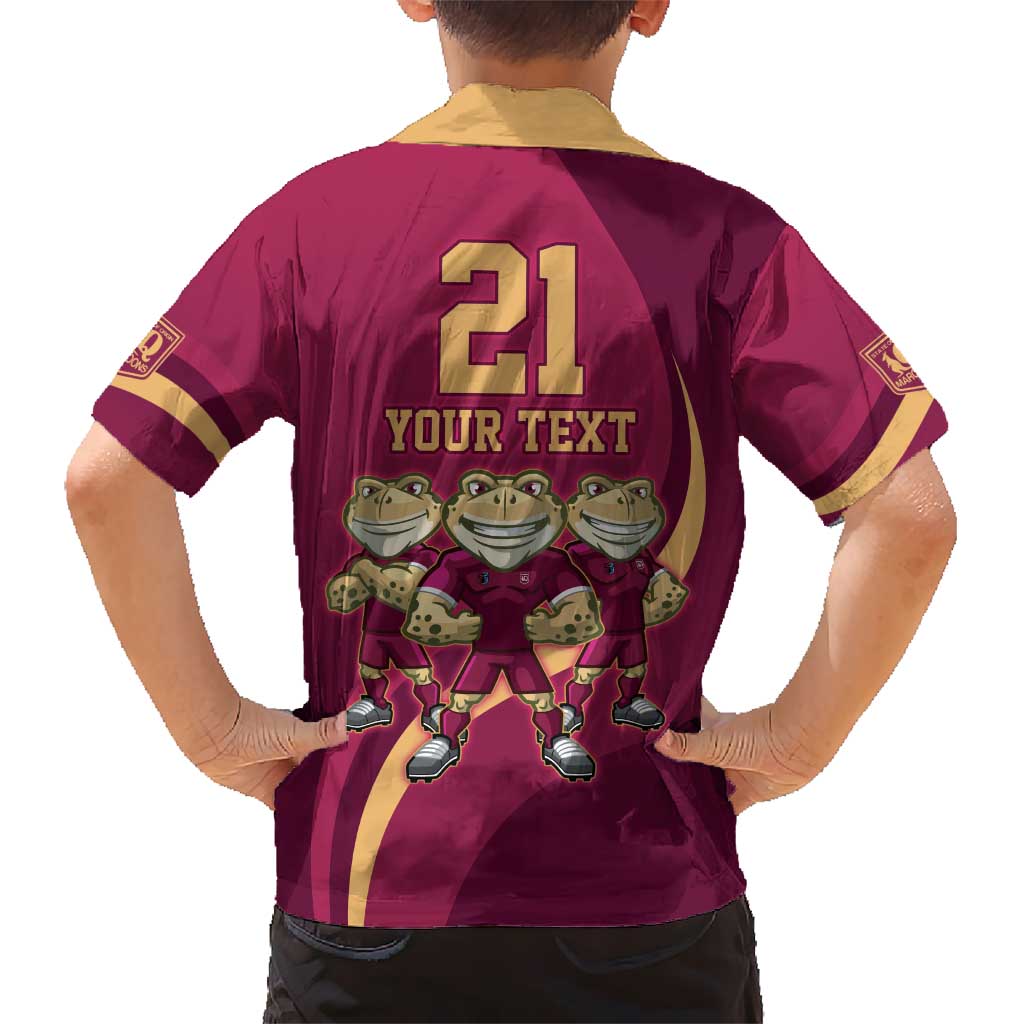 Custom QLD Maroons Cane Toad Kid Hawaiian Shirt Queensland Origin No3
