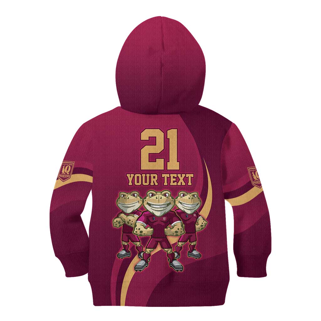 Custom QLD Maroons Cane Toad Kid Hoodie Queensland Origin No3
