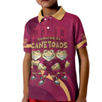 Custom QLD Maroons Cane Toad Kid Polo Shirt Queensland Origin No3