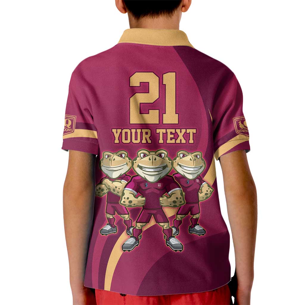Custom QLD Maroons Cane Toad Kid Polo Shirt Queensland Origin No3