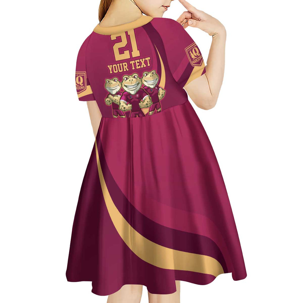 Custom QLD Maroons Cane Toad Kid Short Sleeve Dress Queensland Origin No3