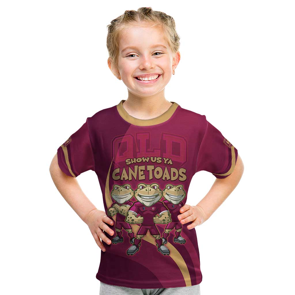 Custom QLD Maroons Cane Toad Kid T Shirt Queensland Origin No3