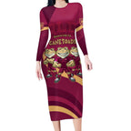 Custom QLD Maroons Cane Toad Long Sleeve Bodycon Dress Queensland Origin No3