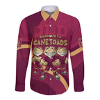 Custom QLD Maroons Cane Toad Long Sleeve Button Shirt Queensland Origin No3