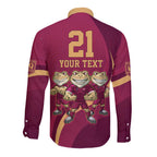 Custom QLD Maroons Cane Toad Long Sleeve Button Shirt Queensland Origin No3
