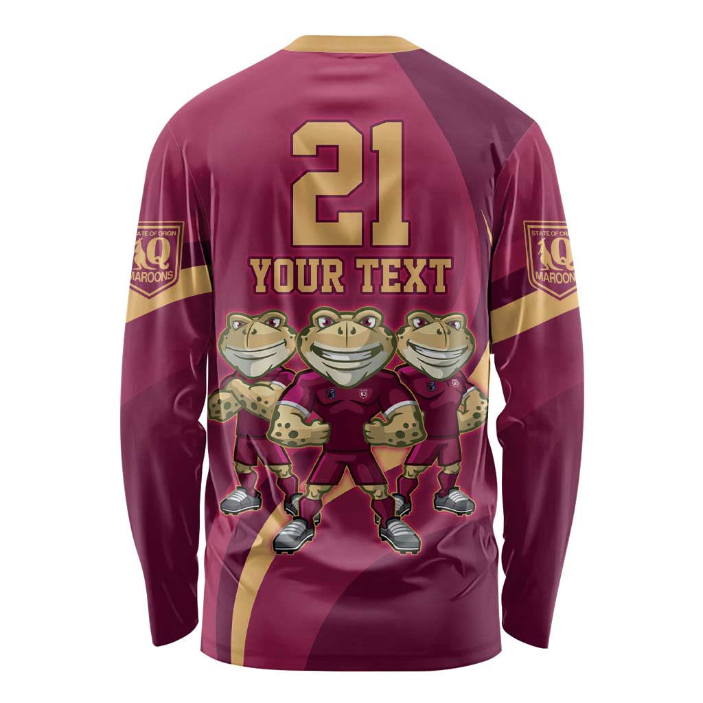 Custom QLD Maroons Cane Toad Long Sleeve Shirt Queensland Origin No3