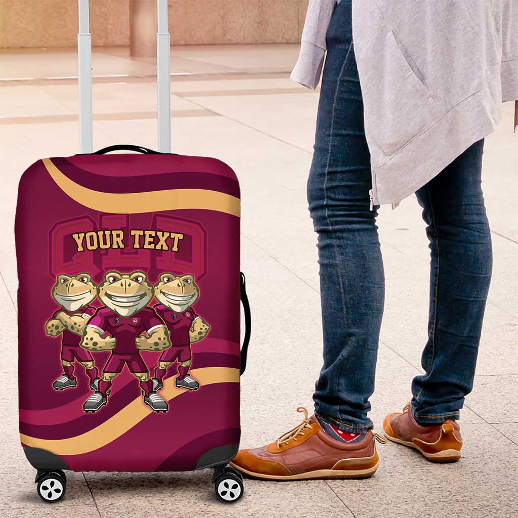 Custom QLD Maroons Cane Toad Luggage Cover Queensland Origin No3