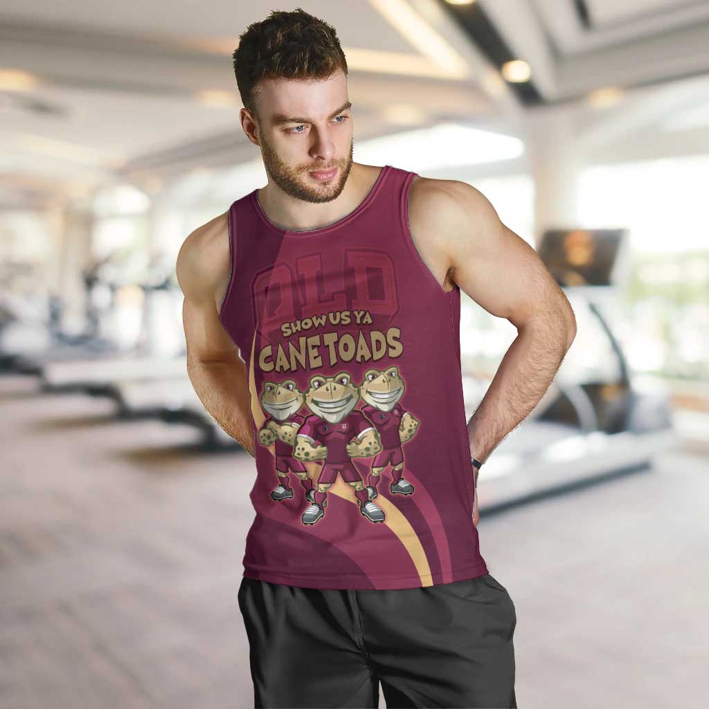 Custom QLD Maroons Cane Toad Men Tank Top Queensland Origin No3