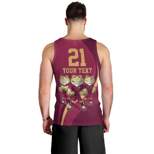 Custom QLD Maroons Cane Toad Men Tank Top Queensland Origin No3