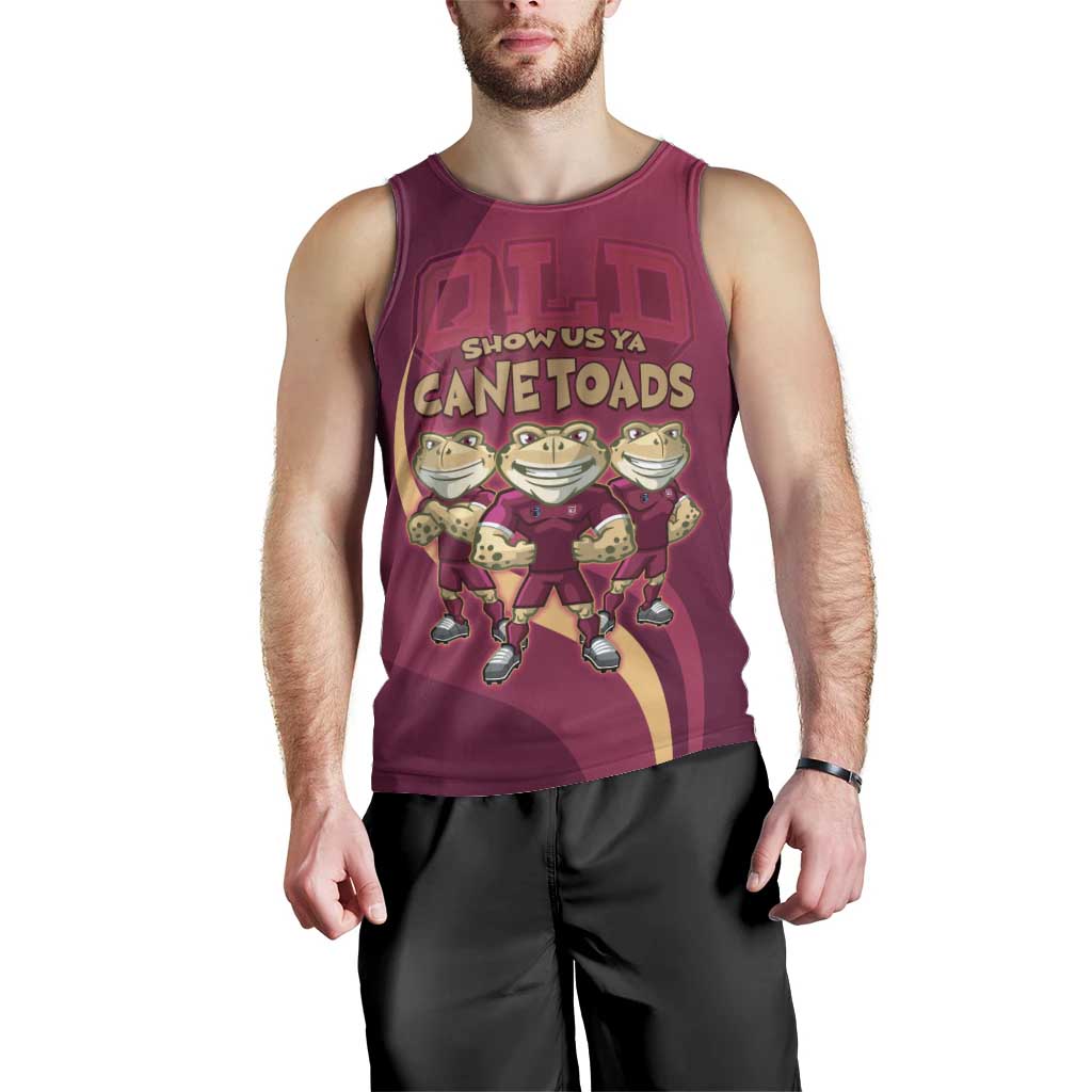 Custom QLD Maroons Cane Toad Men Tank Top Queensland Origin No3