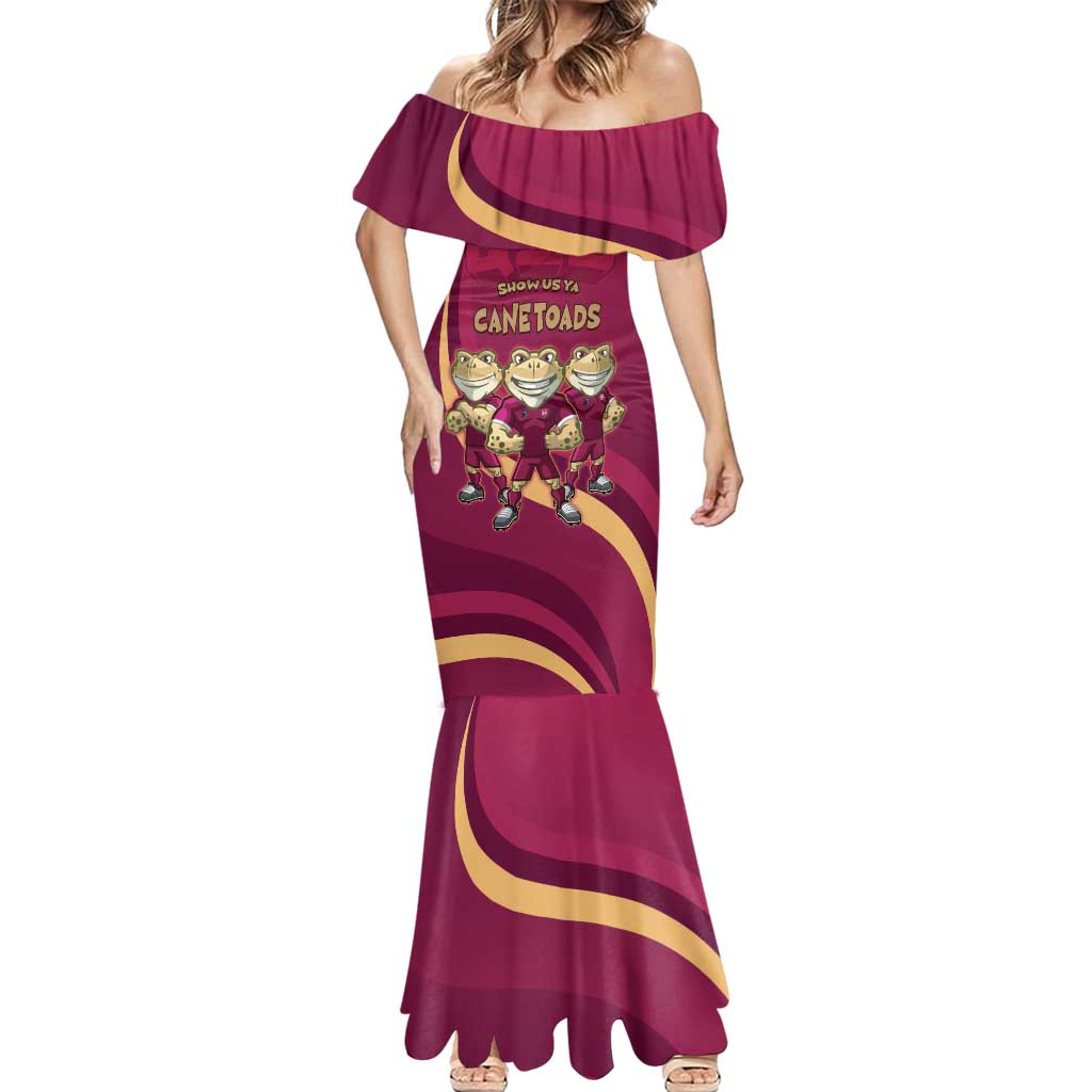 Custom QLD Maroons Cane Toad Mermaid Dress Queensland Origin No3