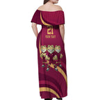 Custom QLD Maroons Cane Toad Off Shoulder Maxi Dress Queensland Origin No3