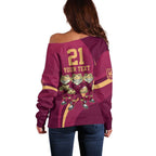 Custom QLD Maroons Cane Toad Off Shoulder Sweater Queensland Origin No3