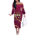 Custom QLD Maroons Cane Toad Off The Shoulder Long Sleeve Dress Queensland Origin No3